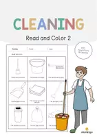 Vista previa - Manualidades / Dibujos para colorear - Cleaning / Limpieza: Read and Color 2 (Hoja de trabajo de inglés) - Portada