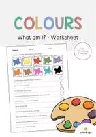 Vista previa - Hojas de trabajo - Colours / Colores: What am I? - Worksheet (Hoja de trabajo de inglés) - Portada