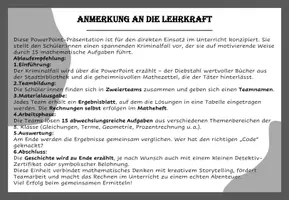 Vorschau - Präsentationen/Tafelbilder - Vertretungsstunde Mathe Klasse 8 und 9: Der Fall der gestohlenen Bücher - Seite 2