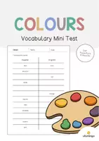 Vista previa - Evaluación - Colours / Colores: Vocabulary Mini Test (Test para la clase de inglés) - Portada