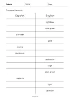 Vista previa - Evaluación - Colours / Colores: Vocabulary Mini Test (Test para la clase de inglés) - página 3