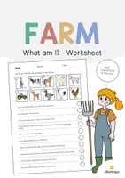 Vista previa - Hojas de trabajo - Farm / Granja: What am I? - Worksheet (Hoja de trabajo de inglés) - Portada