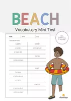 Vista previa - Evaluación - Beach / Playa: Vocabulary Mini Test (Test para la clase de inglés) - Portada