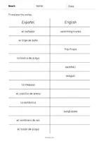Vista previa - Evaluación - Beach / Playa: Vocabulary Mini Test (Test para la clase de inglés) - página 2