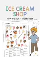 Vista previa - Hojas de trabajo - Ice Cream Shop / Heladería: How many? – Worksheet (Hoja de trabajo de inglés) - Portada