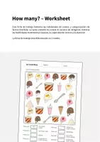 Vista previa - Hojas de trabajo - Ice Cream Shop / Heladería: How many? – Worksheet (Hoja de trabajo de inglés) - página 1