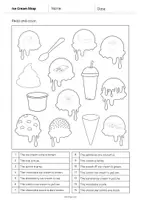 Vista previa - Hojas de trabajo - Ice Cream Shop / Heladería: Read and Color 1 (Hoja de trabajo de inglés) - página 2