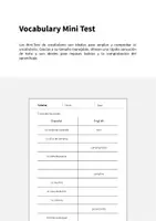 Vista previa - Evaluación - Camping / Acampada: Vocabulary Mini Test (Test para la clase de inglés) - página 1