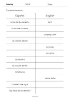 Vista previa - Evaluación - Camping / Acampada: Vocabulary Mini Test (Test para la clase de inglés) - página 2