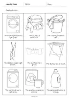 Vista previa - Hojas de trabajo - Laundry Room / Lavadero: Read and Color 2 (Hoja de trabajo de inglés) - página 2