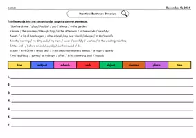 Vorschau - Arbeitsblätter - Practice of sentence structure - Deckblatt
