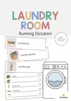 Vista previa - Juegos / Gamificación - Laundry Room / Lavadero: Running Dictation (Dictado en movimiento para la clase de inglés) - Portada