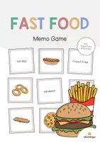 Vista previa - Juegos / Gamificación - Fast Food / Comida rápida: Memo Game (Juego para la clase de inglés) - Portada