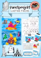 Vorschau - Mal- und Bastelvorlagen - Kunstprojekt: Lustige Fische; Kunstidee Sommer; Kunst in der Grundschule - Deckblatt
