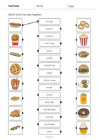 Vista previa - Hojas de trabajo - Fast Food / Comida rápida: Draw the lines 1 (Hoja de trabajo de inglés) - página 2