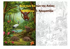 Προεπισκόπηση - Διδακτικά / Σχολικά βιβλία - Ζώα των ασιατικών δασών Μαθαίνω και Χρωματίζω - Εξώφυλλο