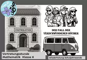 Vorschau - Arbeitsblätter - Mathe 6 Vertretungsstunde oder Wiederholung Schuljahresende: Der Fall der gestohlenen Bücher - Seite 1