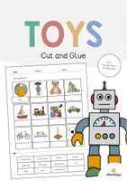 Vista previa - Hojas de trabajo - Toys / Juguetes: Cut and Glue (Hoja de trabajo de inglés) - Portada