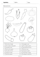 Vista previa - Hojas de trabajo - Vegetables / Verduras: Read and Color 1 (Hoja de trabajo de inglés) - página 2