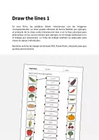 Vista previa - Hojas de trabajo - Vegetables / Verduras: Draw the lines 1 (Hoja de trabajo de inglés) - página 1