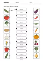 Vista previa - Hojas de trabajo - Vegetables / Verduras: Draw the lines 1 (Hoja de trabajo de inglés) - página 2