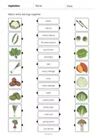 Vista previa - Hojas de trabajo - Vegetables / Verduras: Draw the lines 1 (Hoja de trabajo de inglés) - página 3