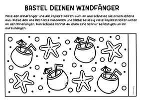 Vorschau - Arbeitsblätter - Windspiel zum Ausmalen & Basteln für den Sommer - Bunte Windfänger Bastelvorlagen - Seite 3