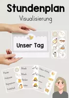 Vorschau - Poster - Tagestransparenz/ -plan/ Visualisierung Stundenplan Grundschule (beige) - Deckblatt