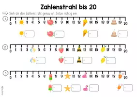 Vorschau - Arbeitsblätter - Zahlenstrahl bis 20 - Sommer - Deckblatt