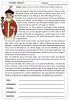 Vorschau - Arbeitsblätter - Heiliger Valentin (3 Arbeitsblätter mit Lösung) - Deckblatt