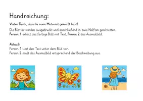 Vorschau - Arbeitsblätter - Vorlesen und malen Sommer - Partnerarbeit - Maldiktat - Seite 1