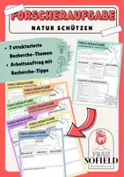 Vorschau - Arbeitsblätter - Forscheraufgabe - Natur schützen - Internetrecherche - Deckblatt