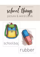 Vorschau - Spiele - picture & word cards – school things - Deckblatt