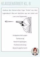 Vorschau - Arbeitsblätter - Klassenarbeit Charakterisierung "Was wir dachten, was wir taten" - Deckblatt