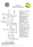 Vorschau - Interaktives Material - Kreuzworträtsel: Sommer, Sonne & Ferien (mit Lösung) - Deckblatt