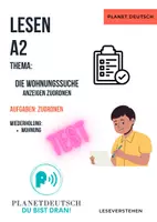 Vorschau - Arbeitsblätter - A2_LESEVERSTEHEN TEST Wohnungsanzeigen zuordnen - Deckblatt