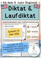 Vorschau - Arbeitsblätter - Englisch 5 Minuten Diktate und Laufdiktate "School in the USA" mit Differenzierung #9 - Deckblatt