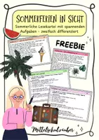 Vorschau - Arbeitsblätter - Kostenloses Sommerferien-Freebie – Lesekartei mit lustigem Lesetext + Aufgaben (4.–6. Klasse) - Deckblatt