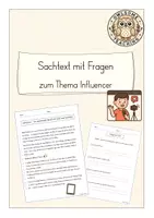 Vorschau - Arbeitsblätter - Leseverstehen trainieren: Sachtext mit Fragen zum Thema Influencer (Kl. 3/4) - Deckblatt