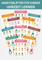 Vorschau - Arbeitsblätter - Uhrzeit lernen für Kinder – Arbeitsblätter zum Ausdrucken (PDF) | Uhrzeiger, Ziffernblatt & Uhrzeit lesen - Deckblatt