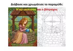 Προεπισκόπηση - Διδακτικά / Σχολικά βιβλία - Διαβάζω και χρωματίζω το παραμύθι: Η πριγκίπισσα και ο Βάτραχος - Εξώφυλλο