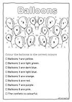 Vorschau - Arbeitsblätter - Read and colour "Balloons" (lesen und ausmalen - Englisch) - Seite 1