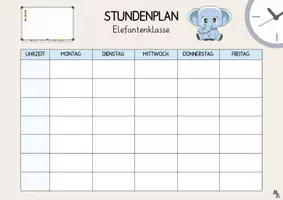 Vorschau - Poster - Stundenplan: Elefantenklasse / Classroom Management - Seite 1