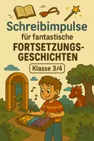 Vorschau - Aufgabenkarten - Schreibideen für fantastische Fortsetzungsgeschichte - Deckblatt