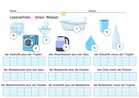 Vorschau - Arbeitsblätter - Lesen und Rechnen/ Rechengeschichte – Unser Wasser - Seite 1