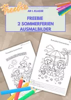 Vorschau - Arbeitsblätter - Freebie – 2 Ausmalbilder zum Thema Sommerferien - Deckblatt