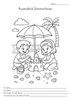 Vorschau - Arbeitsblätter - Freebie – 2 Ausmalbilder zum Thema Sommerferien - Seite 2