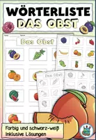Vorschau - Arbeitsblätter - Wörterliste mit Wörtertabelle "Das Obst" DaZ / Daf / Deutsch - Deckblatt