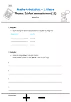 Vorschau - Arbeitsblätter - Mathe 1. Klasse -Zahlen kennenlernen (kostenlos) - Deckblatt