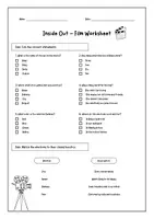 Vorschau - Arbeitsblätter - Inside Out – Film Worksheet Englisch Mittelstufe - Deckblatt
